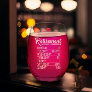 Veracco Retirement Weekly Schedule Do Whatever the Hell I Want to Do Stemless Wine Glass Funny Birthday Gift For Someone Who Loves Drinking Bachelor Party Favors (Clear, Glass)