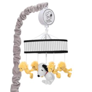 lambs & ivy classic snoopy musical baby crib mobile soother toy - black/yellow