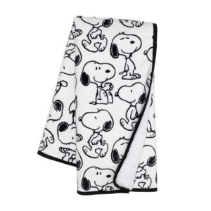 lambs & ivy classic snoopy minky and faux shearling baby blanket - white/black