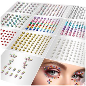 halloween 10 sheets eye body face gems rhinestone stickers self adhesive rhinestones rainbow face gems for women festival accessory and nail art decorations bling