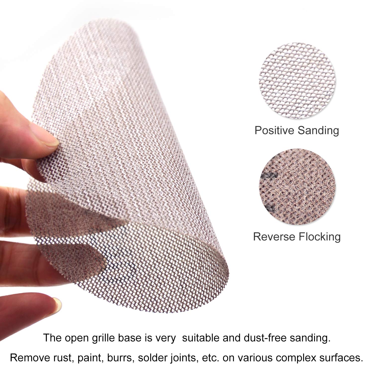 30PCS 5 Inch Mesh Hook & Loop Sanding Discs 80 100 120 150 320 600 Assort Grit Dust Free Abrasive Net Sander Disc Anti-Blocking Long-Lasting Mesh Sanding Pads, Sandpaper for Wood Furniture Floor