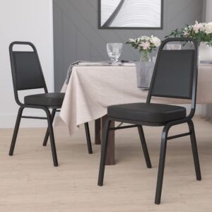 bizchair 4 pack trapezoidal back stacking banquet chair in black vinyl with 2.5" thick seat