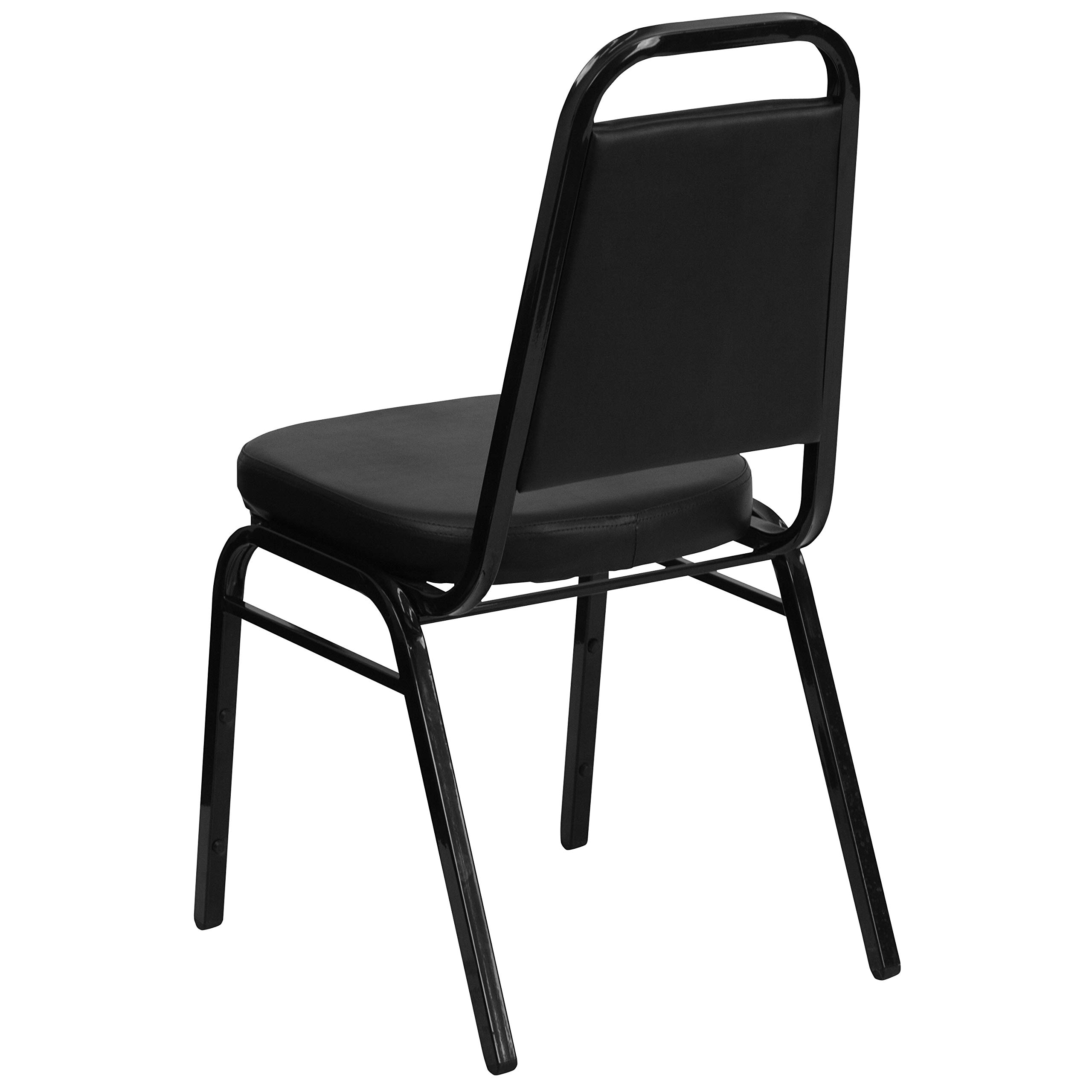 BizChair 4 Pack Trapezoidal Back Stacking Banquet Chair in Black Vinyl with 2.5" Thick Seat