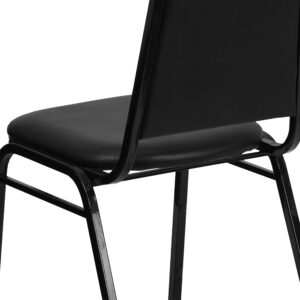 BizChair 4 Pack Trapezoidal Back Stacking Banquet Chair in Black Vinyl with 2.5" Thick Seat