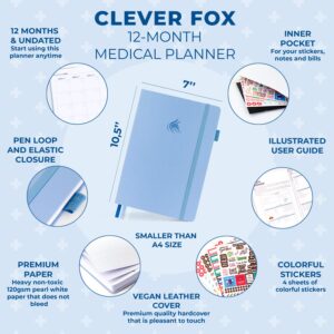 Clever Fox Large Medical Planner 12-Month – Medical Notebook, Health Diary, Wellness Journal & Logbook to Track Health – Self-Care Medical Journal – 12 Months, Undated, 7″ x 10.5″ (Light Blue)