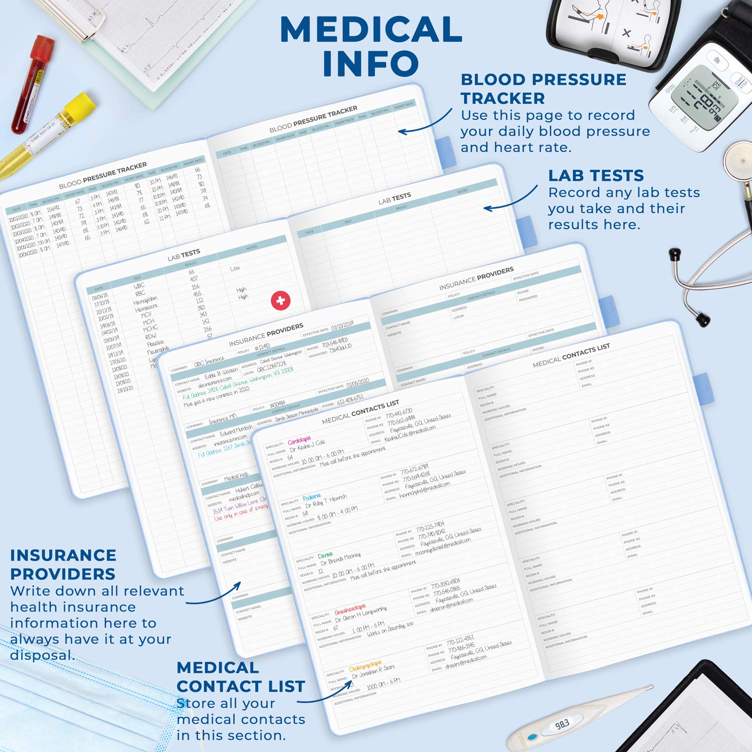 Clever Fox Large Medical Planner 12-Month – Medical Notebook, Health Diary, Wellness Journal & Logbook to Track Health – Self-Care Medical Journal – 12 Months, Undated, 7″ x 10.5″ (Light Blue)