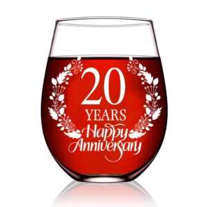 perfectinsoy 20th anniversary wine glass wedding gift for mom, dad, wife, couple, soulmate, woman, sister, 20 years happy anniversary wine glass, birthday party decorations, vintage aged to perfection