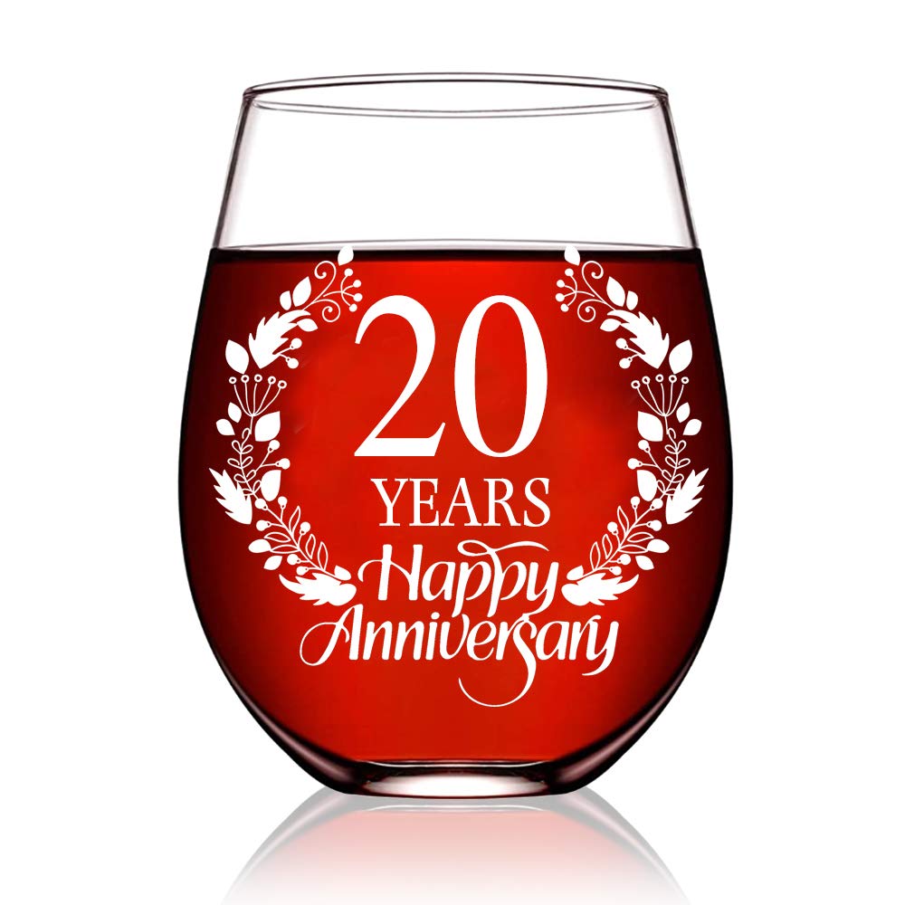 Perfectinsoy 20th Anniversary Wine Glass Wedding Gift for Mom, Dad, Wife, Couple, Soulmate, Woman, Sister, 20 Years Happy Anniversary Wine Glass, Birthday Party Decorations, Vintage Aged To Perfection