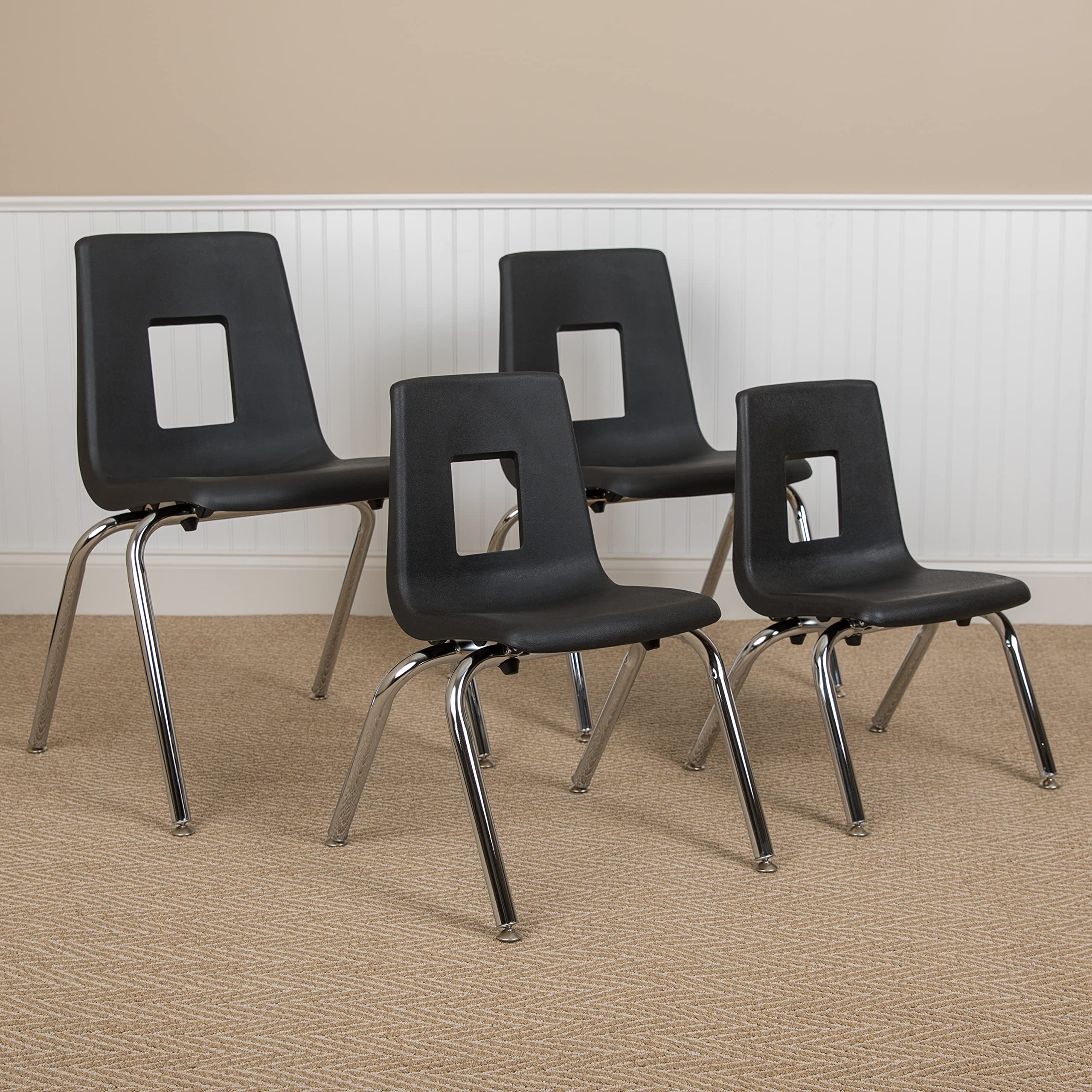 BizChair Black Student Stack School Chair - 12-inch