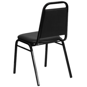 BizChair 4 Pack Trapezoidal Back Stacking Banquet Chair in Black Vinyl with 1.5" Thick Seat