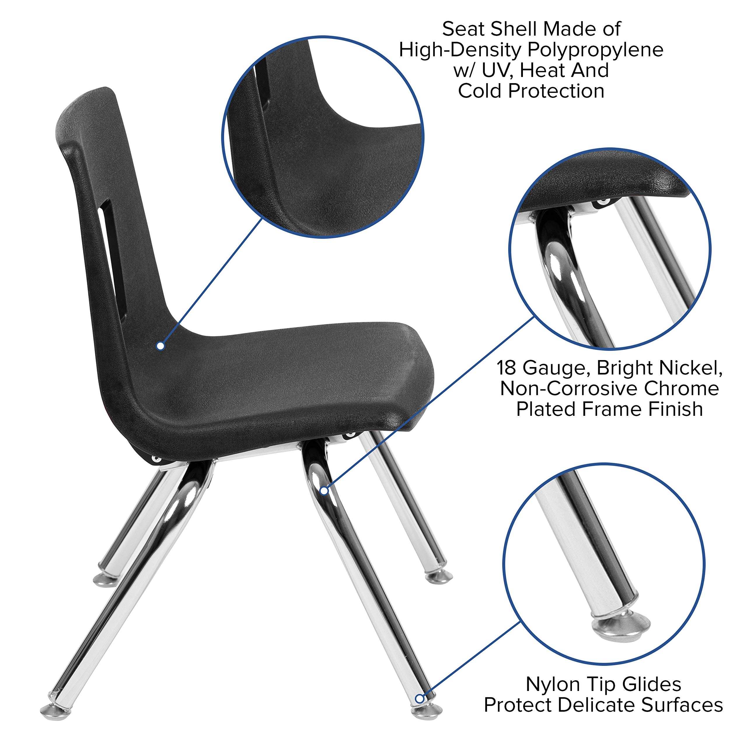 BizChair Black Student Stack School Chair - 12-inch