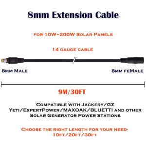 8mm Extension Cable - iGreely 30Ft 9M DC 8mm Cord Compatible with Jackery Goal Zero for Solar Generator Portable Power Station and Solar Panel 14AWG