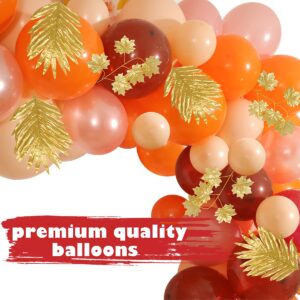 Fall Balloons Garland Kit,157 Pack Orange Brown Confetti Balloons 16Ft Balloon Arch Strip Maple Leaves for Autumn Harvest Birthday Thanksgiving Party Fall Decorations