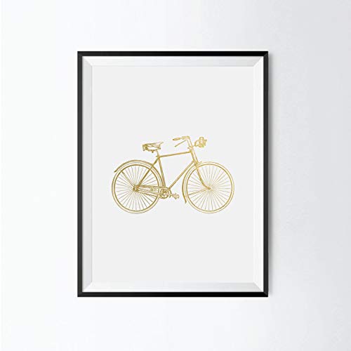 Vintage Bike III Wall Art Print, Vintage Bicycle Gold Foil Print, Bike Art Print, Vintage Bike Gold Foil Art Print (UNFRAMED)