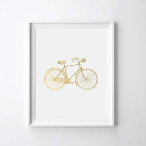 vintage bike iii wall art print, vintage bicycle gold foil print, bike art print, vintage bike gold foil art print (unframed)