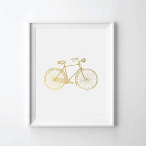 Vintage Bike III Wall Art Print, Vintage Bicycle Gold Foil Print, Bike Art Print, Vintage Bike Gold Foil Art Print (UNFRAMED)