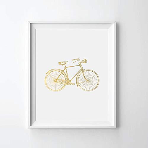 Vintage Bike III Wall Art Print, Vintage Bicycle Gold Foil Print, Bike Art Print, Vintage Bike Gold Foil Art Print (UNFRAMED)