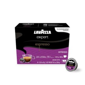 Lavazza Expert Espresso Intenso Coffee Capsules, Intense, Dark Roast, Arabica and Robusta, notes of dried fruit, Intensity 11 out 13, Espresso Preparation, Blended and Roasted in Italy, (36 Capsules)