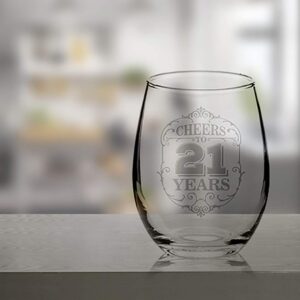 Veracco Cheers To 21 Years Twenty One 21st Birthday Gift For Him Her Twenty One and Fabulous Stemless Wine Glass (Clear, Glass)