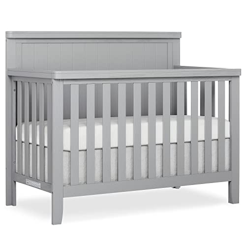 Dream on Me Red Wood 4-in-1 Convertible Crib in Pebble Grey, Greenguard Gold Certified, JPMA Certified, 3 Mattress Height Settings, Built of New Zealand Pinewood