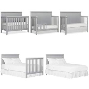 Dream on Me Red Wood 4-in-1 Convertible Crib in Pebble Grey, Greenguard Gold Certified, JPMA Certified, 3 Mattress Height Settings, Built of New Zealand Pinewood