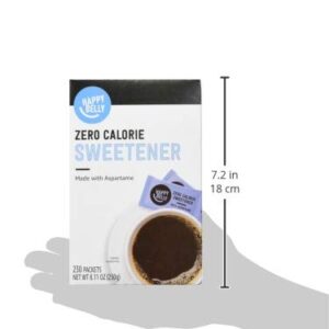 Amazon Brand - Happy Belly Zero Calorie Blue Aspartame Sweetener Powder Packet, 230 count (Previously Sugarly Sweet), 8.11 ounce (pack of 1)