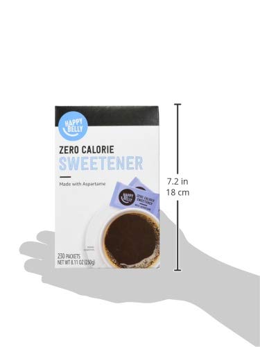 Amazon Brand - Happy Belly Zero Calorie Blue Aspartame Sweetener Powder Packet, 230 count (Previously Sugarly Sweet), 8.11 ounce (pack of 1)