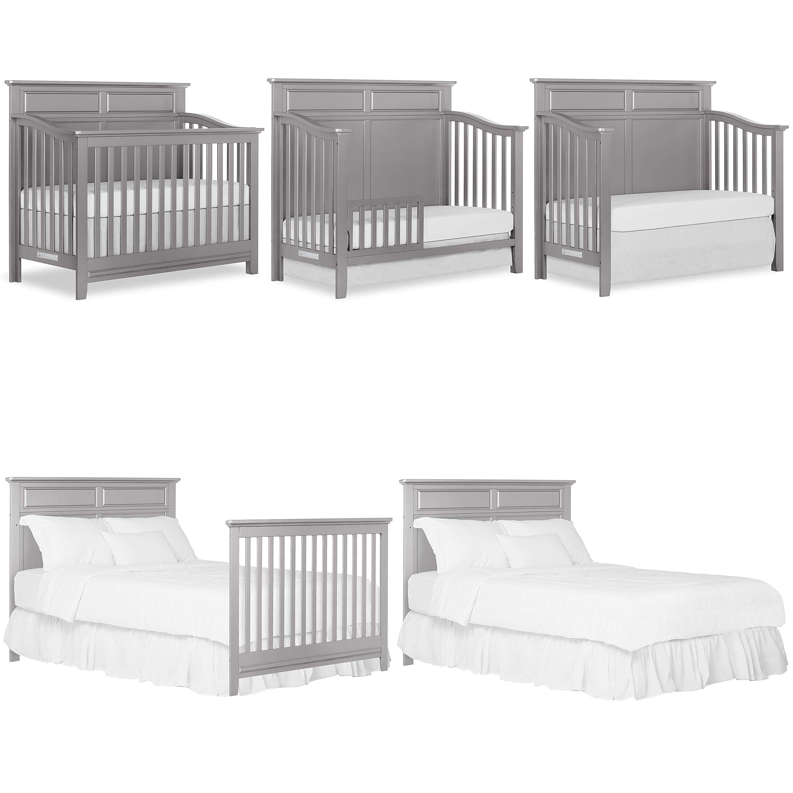 Dream On Me Fairview 4 in 1 Convertible Crib in Metallic Grey, JPMA Certified, 3 Mattress Height Settings, Built of Durable & Sustainable Pinewood