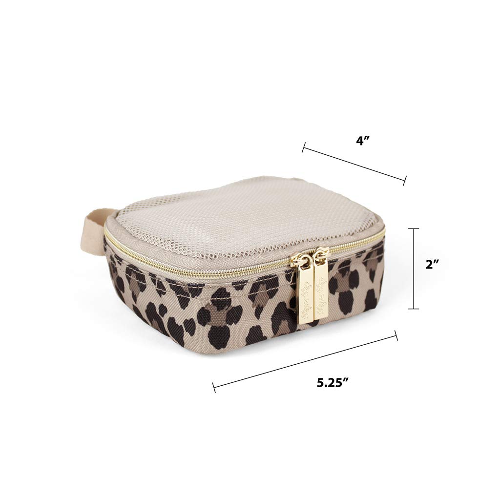 Itzy Ritzy Packing Cubes - Set of 3 Packing Cubes or Travel Organizers; Each Cube Features A Mesh Top, Double Zippers & A Fabric Handle, Leopard