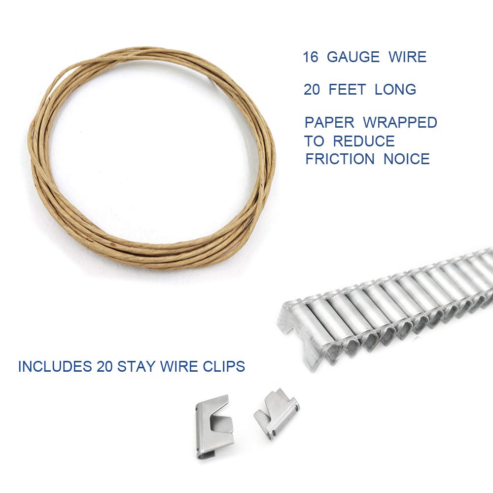 Upholstery Supply Spring Repair Kit for Sofa Furniture Springs 40 Stay Wire Clips 16 Gauge 20ft Paper Wrapped Wire