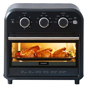comfee' retro air fryer toaster oven, 7-in-1, 1250w, 14qt capacity, 4 slice, fry, bake, broil, toast, warm, convection black, perfect for countertop (co-a101a(bk))