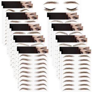 18 sheets 180 pairs eyebrow tattoo stickers 4d hair like authentic waterproof peel off eyebrow grooming shaping makeup sticker for women girls (brown)