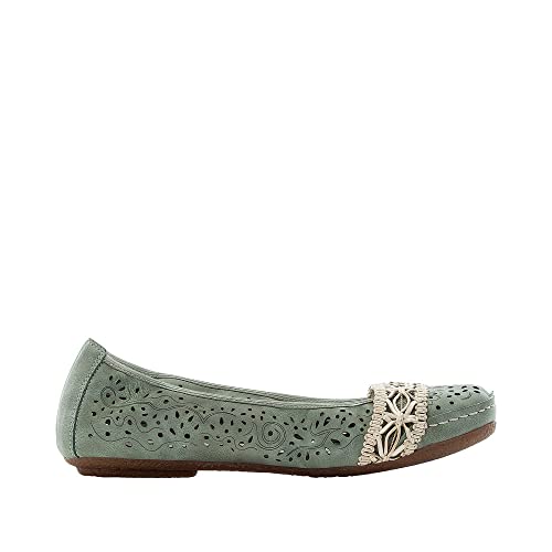 Rieker Women's Ballet Flats, Green 52, 7