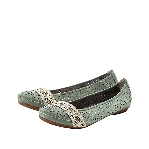 Rieker Women's Ballet Flats, Green 52, 7