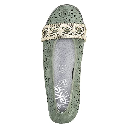 Rieker Women's Ballet Flats, Green 52, 7