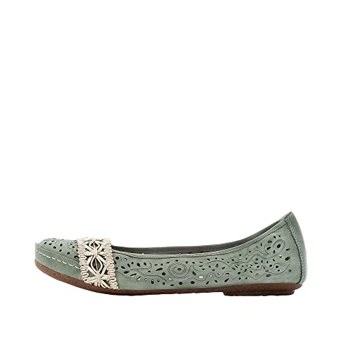 Rieker Women's Ballet Flats, Green 52, 7