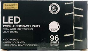 led twinkle compact lights 10.8ft warm white w clear strand battery operated 8 function remote control