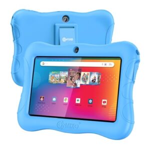 contixo 7" android kids tablet 32gb, includes 50+ disney storybooks & stickers (value $200), protective case with kickstand, (2023 model) - blue