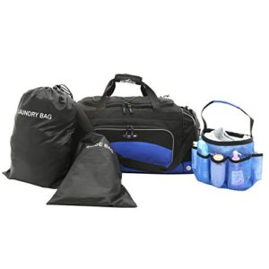 travelers club gym duffel and accessory, blue, 4 piece set