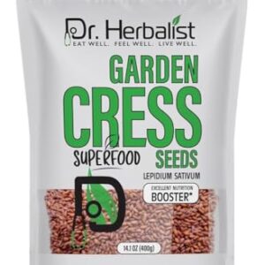 Dr. Herbalist-Garden Cress Seed (14.1Oz/400g), Lepidum Sativum, Halim Aliv, Rashad Seed for Eating,Excellent Nutrition Booster I Resealable Bag