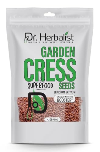 Dr. Herbalist-Garden Cress Seed (14.1Oz/400g), Lepidum Sativum, Halim Aliv, Rashad Seed for Eating,Excellent Nutrition Booster I Resealable Bag