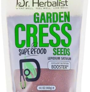 Dr. Herbalist-Garden Cress Seed (14.1Oz/400g), Lepidum Sativum, Halim Aliv, Rashad Seed for Eating,Excellent Nutrition Booster I Resealable Bag