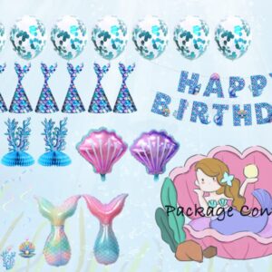 Mermaid Birthday Decorations, Mermaid Party Decorations, Mermaid Party Supplies, Mermaid Balloon Banners Hat Ornaments etc.