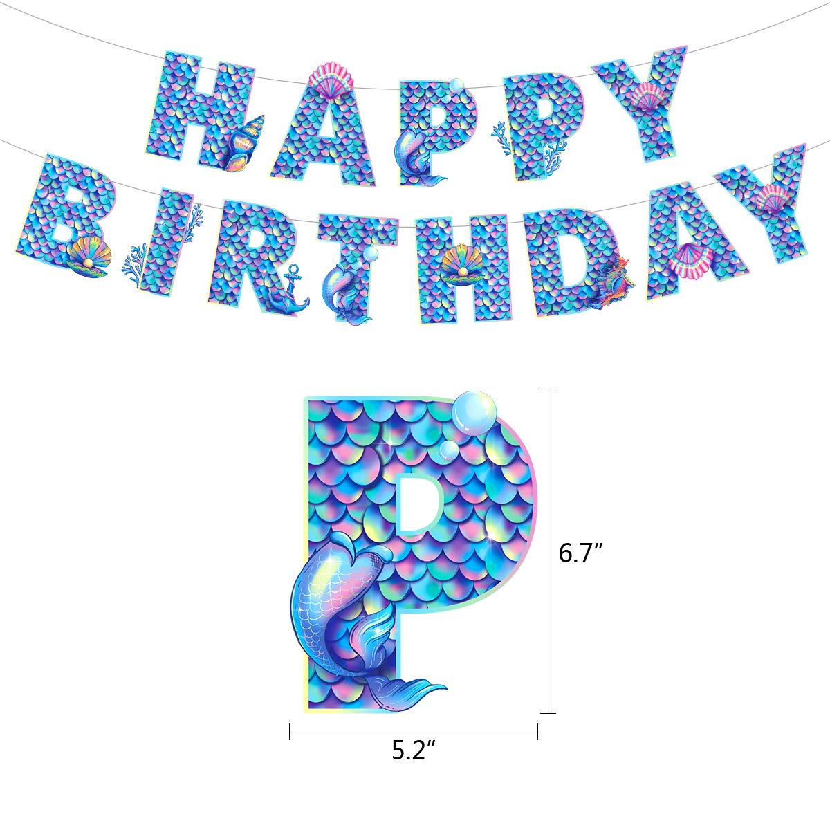 Mermaid Birthday Decorations, Mermaid Party Decorations, Mermaid Party Supplies, Mermaid Balloon Banners Hat Ornaments etc.