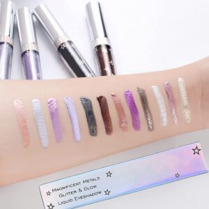 Coalitione Liquid Eyeshadow 12 Colors Long Lasting Waterproof Shining Shimmer Glitter Eyeline liquid Matte Eyeshadow ,Girls Silver Liquid Eyeshadow for Party Festival Makeup Beauty