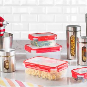 Quality 4pc Stainless Steel Canister Set for Kitchen Counter with Glass Window & Airtight Lids, Food Storage Containers, Pantry Storage & Organization Set for Coffee, Flour, Pasta, Rice, Spices, Herbs