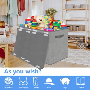 homyfort Large Toy Box Chest for Kids Boys,Collapsible Toy Bin Storage Organizer Basket with Lids for Blanket,Toys,Toddler,Nursery,Playroom (Grey)