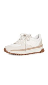 madewell women's kickoff trainer sneakers in neutral colorblock leather, antique cream multi, 5.5 medium us