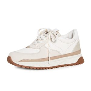 Madewell Women's Kickoff Trainer Sneakers in Neutral Colorblock Leather, Antique Cream Multi, 5.5 Medium US