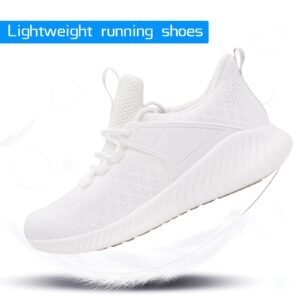 Akk Womens Running Workout Shoes - Non Slip Lightweight Gym Mesh Sneakers for Walking, Tennis, Training, Outdoor Sport White Size 7.5 US